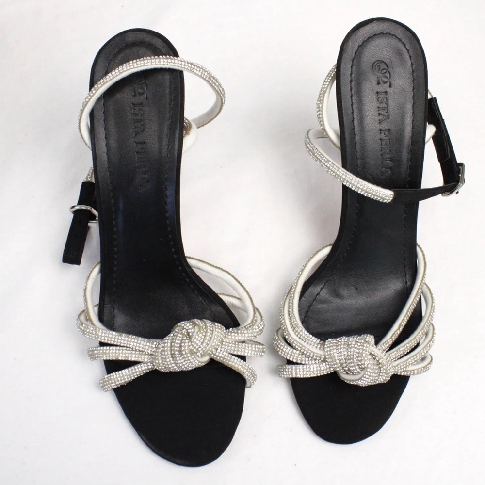 Ista Perla Crystal Strappy Heels in Black - EU 39